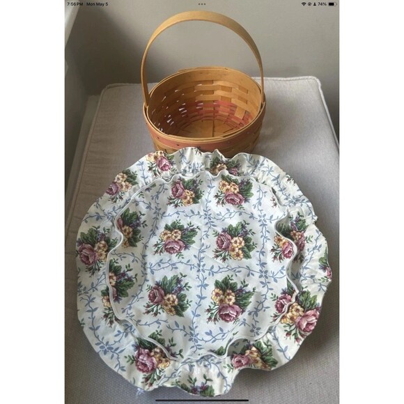 Longaberger 1998 Mother's Day Rings & Things Basket with Fabric Liner Vintage - Picture 4 of 7